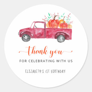 Sticker Rond Petit Citrouille Premier Anniversaire Automne Merc