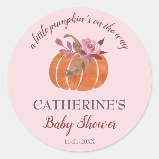 Sticker Rond Petit Citrouille Rustique Automne Baby shower Flor (Devant)
