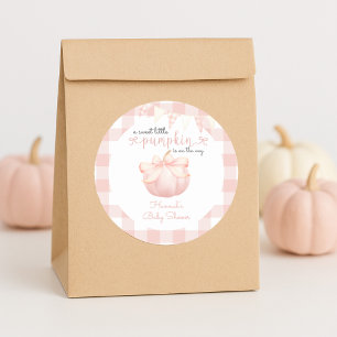 Sticker Rond Petit Citrouille sur le Baby shower Way Pink Bow