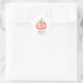Sticker Rond Petit Citrouille sur le Baby shower Way Pink Bow (Sac)