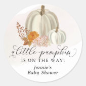 Sticker Rond Petit Citrouille sur le chemin Baby shower Customi (Devant)