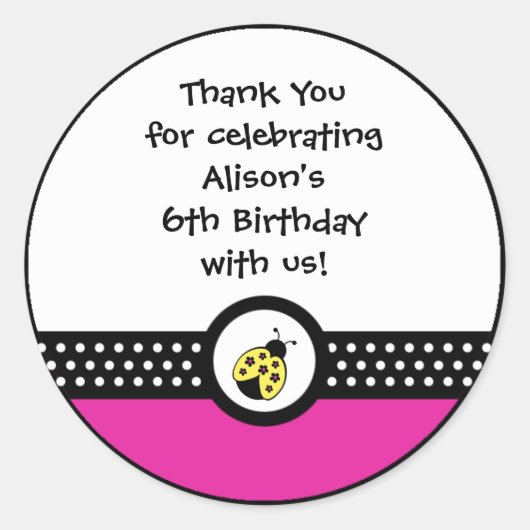 Sticker Rond Petit coccinelle fête d'anniversaire faveurs (Devant)