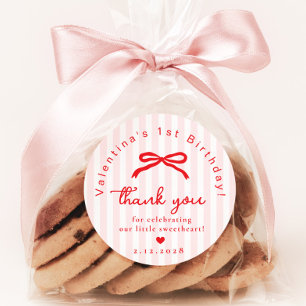 Sticker Rond Petit coeur rose rouge Saint-Valentin anniversaire