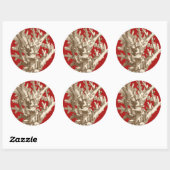 Sticker Rond Petit corail en rouge (Feuille)