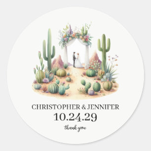 Sticker Rond Petit Couple de Cactus Boho