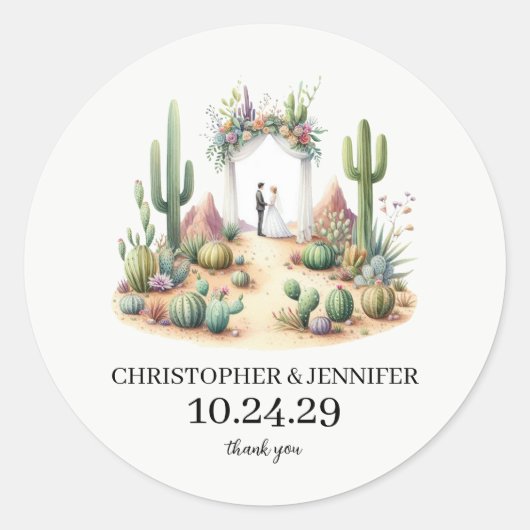 Sticker Rond Petit Couple de Cactus Boho (Devant)