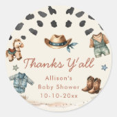 Sticker Rond Petit Cowboy western thème garçon baby shower (Devant)