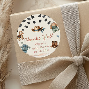 Sticker Rond Petit Cowboy western thème garçon baby shower