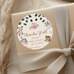Sticker Rond Petit Cowgirl western thème fille baby shower