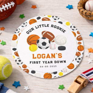 Sticker Rond Petit Débutant Sports 1er Anniversaire Toute une
