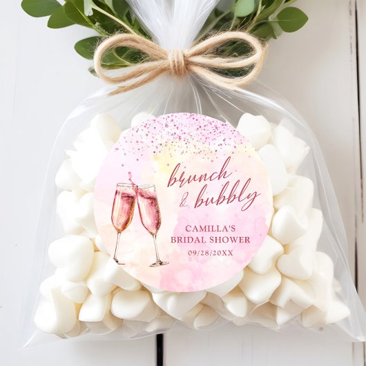 Sticker Rond Petit-déjeuner au champagne rose et douche de nupt