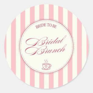 Sticker Rond Petit déjeuner de mariage rayures roses café vinta