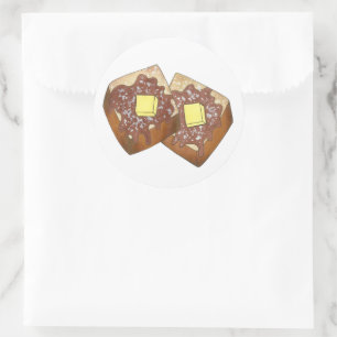 Sticker Rond Petit déjeuner Français Beurre de pain et sirop Pe