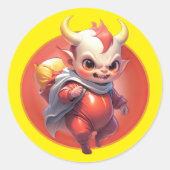 Sticker Rond Petit Diablotin de Feu (Devant)