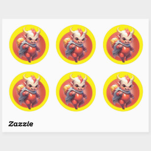Sticker Rond Petit Diablotin de Feu