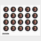 Sticker Rond Petit Dragon Rouge avec Flammes de Mane & Tail Fla (Feuille)