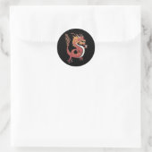 Sticker Rond Petit Dragon Rouge avec Flammes de Mane & Tail Fla (Sac)