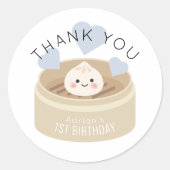 Sticker Rond Petit Dumpling Anniversaire Blue Boy Merci (Devant)
