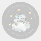 Sticker Rond Petit éléphant garçon | Adresse de retour circulai (Devant)