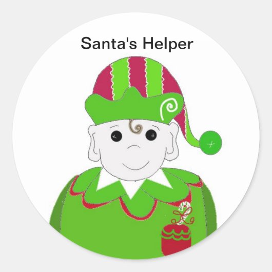 Sticker Rond Petit Elfe de Noël (Devant)