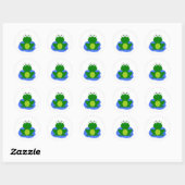 Sticker Rond Petit étang de grenouille funky (Feuille)