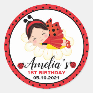 Sticker Rond Petit fille Ladybug Anniversaire Classic Round Sti
