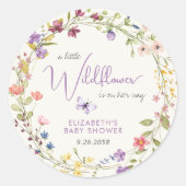 Sticker Rond Petit Fleur sauvage Aquarelle Bébé Fille Douche (Devant)