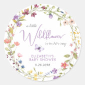 Sticker Rond Petit Fleur sauvage Aquarelle Bébé Fille Douche (Devant)