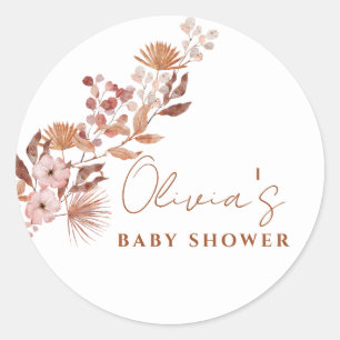 Sticker Rond Petit Fleur sauvage Boho Baby shower d'automne