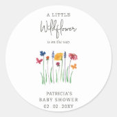Sticker Rond Petit Fleur sauvage Joli bébé Baby shower fille (Devant)
