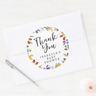 Sticker Rond Petit Fleur sauvage Sur Le Chemin Baby shower Auto