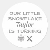 Sticker Rond Petit Flocon De Neige N'Importe Quel Âge Anniversa (Devant)