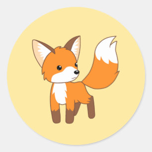Sticker Rond Petit Fox mignon sur le jaune