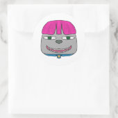 Sticker Rond Petit garçon avec cheveux roses et expressionniste (Sac)