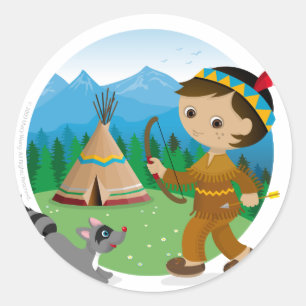Sticker Rond Petit garçon indien