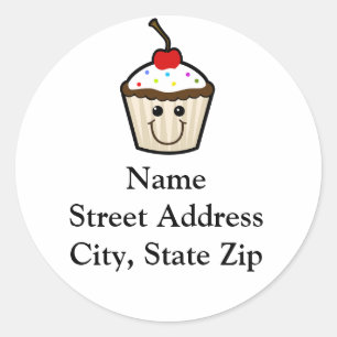 Sticker Rond Petit gâteau de visage de sourire