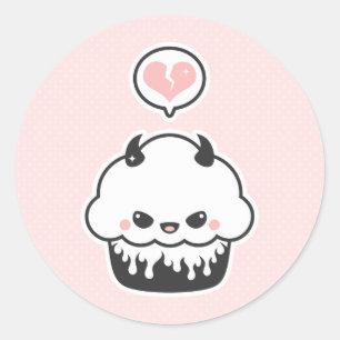 Sticker Rond Petit gâteau mauvais mignon