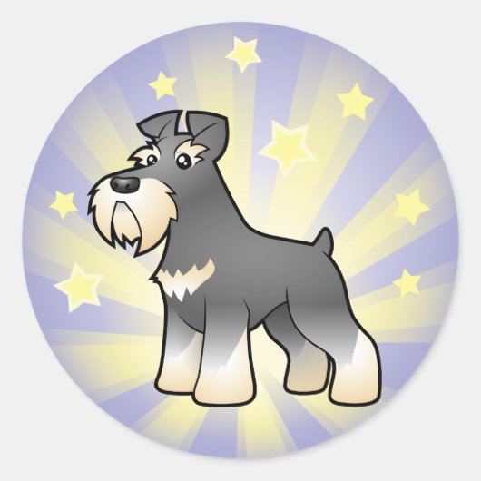 Sticker Rond Petit géant étoilé/Schnauzer standard/miniature (Devant)