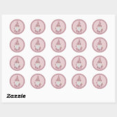 Sticker Rond Petit Gnome rose détaillé (Feuille)