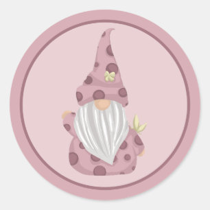 Sticker Rond Petit Gnome rose détaillé