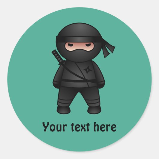 Sticker Rond Petit guerrier de Ninja sur vert (Devant)