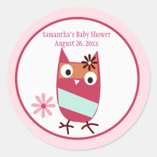 Sticker Rond Petit hibou Baby shower personnalisé Favoriser les