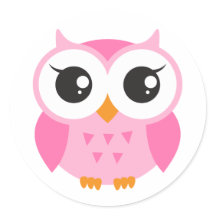 Petit hibou caricature rose pâle