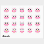 Sticker Rond Petit hibou caricature rose pâle (Feuille)