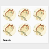 Sticker Rond Petit hibou japonais (Feuille)