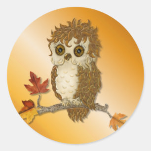 Sticker Rond Petit hibou Whoo de l'automne