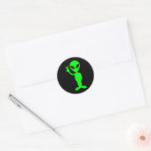 Sticker Rond Petit homme vert en noir (Enveloppe)