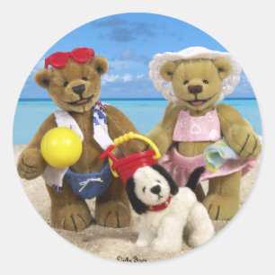 Sticker Rond Petit jour d'ours à la plage