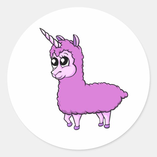 Sticker Rond Petit lamacorn rose (Devant)