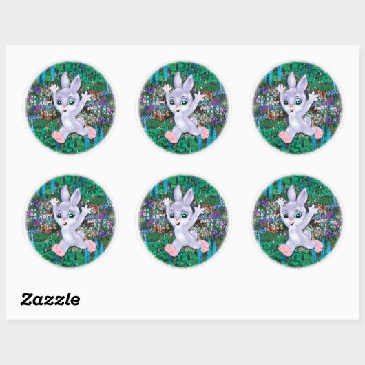 Sticker Rond Petit Lapin Cutest (Feuille)
